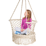 NNECW Folding Hanging Chair with Braided Brushes up to 160kg Loadable-Beige