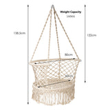 NNECW Folding Hanging Chair with Braided Brushes up to 160kg Loadable-Beige