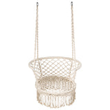 NNECW Folding Hanging Chair with Braided Brushes up to 160kg Loadable-Beige