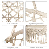 NNECW Folding Hanging Chair with Braided Brushes up to 160kg Loadable-Beige