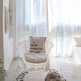 NNECW Folding Hanging Chair with Braided Brushes up to 160kg Loadable-Beige