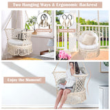 NNECW Folding Hanging Chair with Braided Brushes up to 160kg Loadable-Beige