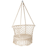 NNECW Folding Hanging Chair with Braided Brushes up to 160kg Loadable-Beige