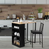 NNECW 3 Piece Counter Table Set with 2 Cushioned Chairs & 3Deep Side Shelves