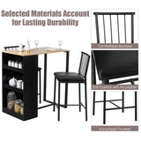 NNECW 3 Piece Counter Table Set with 2 Cushioned Chairs & 3Deep Side Shelves