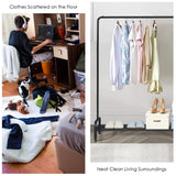NNECW Freestanding 2 in 1 Cloth Rack with Anti-Slip Stoppers for Living Room/ Bedroom