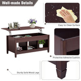 NNECW Lift Top Coffee Table with Hidden Storage Compartment-Coffee