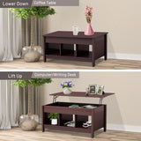 NNECW Lift Top Coffee Table with Hidden Storage Compartment-Coffee