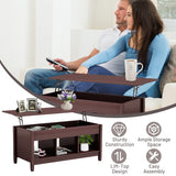 NNECW Lift Top Coffee Table with Hidden Storage Compartment-Coffee