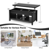 NNECW Lift Top Coffee Table with Hidden Storage Compartment-Black
