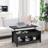 NNECW Lift Top Coffee Table with Hidden Storage Compartment-Black