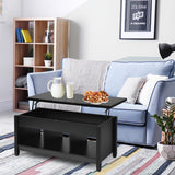 NNECW Lift Top Coffee Table with Hidden Storage Compartment-Black