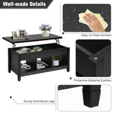 NNECW Lift Top Coffee Table with Hidden Storage Compartment-Black