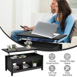 NNECW Lift Top Coffee Table with Hidden Storage Compartment-Black