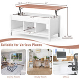 NNECW Lift Top Coffee Table with Hidden Storage Compartment-White