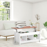 NNECW Lift Top Coffee Table with Hidden Storage Compartment-White
