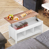 NNECW Lift Top Coffee Table with Hidden Storage Compartment-White