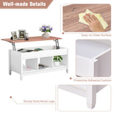 NNECW Lift Top Coffee Table with Hidden Storage Compartment-White