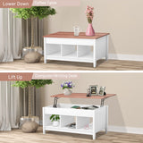 NNECW Lift Top Coffee Table with Hidden Storage Compartment-White