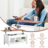 NNECW Lift Top Coffee Table with Hidden Storage Compartment-White