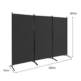 NNECW 3-Panel Folding Room Divider with Durable Hinges Steel Base for Home/Office/Bathroom-Black