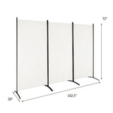 NNECW 3-Panel Folding Room Divider with Durable Hinges Steel Base for Home/Office/Bathroom-White