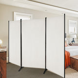 NNECW 3-Panel Folding Room Divider with Durable Hinges Steel Base for Home/Office/Bathroom-White