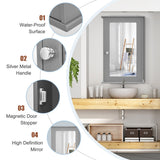 NNECW 2-in-1-Door Wall-Mounted Mirrored Medicine Cabinet with Adjustable Shelf Grey