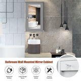NNECW 2-in-1-Door Wall-Mounted Mirrored Medicine Cabinet with Adjustable Shelf Grey