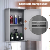 NNECW 2-in-1-Door Wall-Mounted Mirrored Medicine Cabinet with Adjustable Shelf Grey