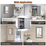 NNECW 2-in-1-Door Wall-Mounted Mirrored Medicine Cabinet with Adjustable Shelf Grey