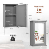 NNECW 2-in-1-Door Wall-Mounted Mirrored Medicine Cabinet with Adjustable Shelf Grey