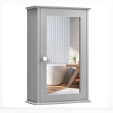 NNECW 2-in-1-Door Wall-Mounted Mirrored Medicine Cabinet with Adjustable Shelf Grey