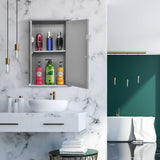 NNECW 2-in-1-Door Wall-Mounted Mirrored Medicine Cabinet with Adjustable Shelf Grey