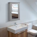 NNECW 2-in-1-Door Wall-Mounted Mirrored Medicine Cabinet with Adjustable Shelf Grey
