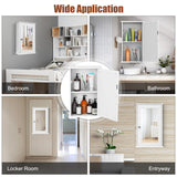 NNECW 2-in-1-Door Wall-Mounted Mirrored Medicine Cabinet with Adjustable Shelf-White