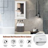 NNECW 2-in-1-Door Wall-Mounted Mirrored Medicine Cabinet with Adjustable Shelf-White