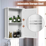 NNECW 2-in-1-Door Wall-Mounted Mirrored Medicine Cabinet with Adjustable Shelf-White