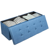 NNECW Fabric Folding Storage Ottoman with Divider for Entryway