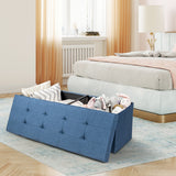 NNECW Fabric Folding Storage Ottoman with Divider for Entryway