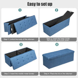 NNECW Fabric Folding Storage Ottoman with Divider for Entryway