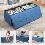 NNECW Fabric Folding Storage Ottoman with Divider for Entryway