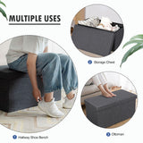 NNECW Storage Ottoman with Removable Lid for Bedroom & Entrance Dark Grey