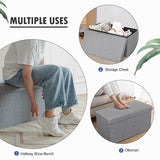 NNECW Storage Ottoman with Removable Lid for Bedroom & Entrance Light Grey