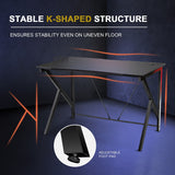 NNECW K-shaped Ergonomic Gaming Desk with Video Storage for Home