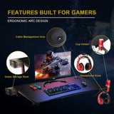 NNECW K-shaped Ergonomic Gaming Desk with Video Storage for Home