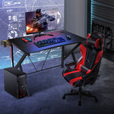 NNECW K-shaped Ergonomic Gaming Desk with Video Storage for Home