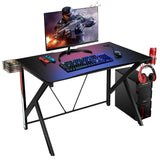 NNECW K-shaped Ergonomic Gaming Desk with Video Storage for Home