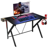 NNECW K-shaped Ergonomic Gaming Desk with Video Storage for Home