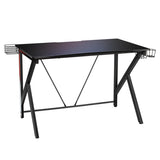 NNECW K-shaped Ergonomic Gaming Desk with Video Storage for Home